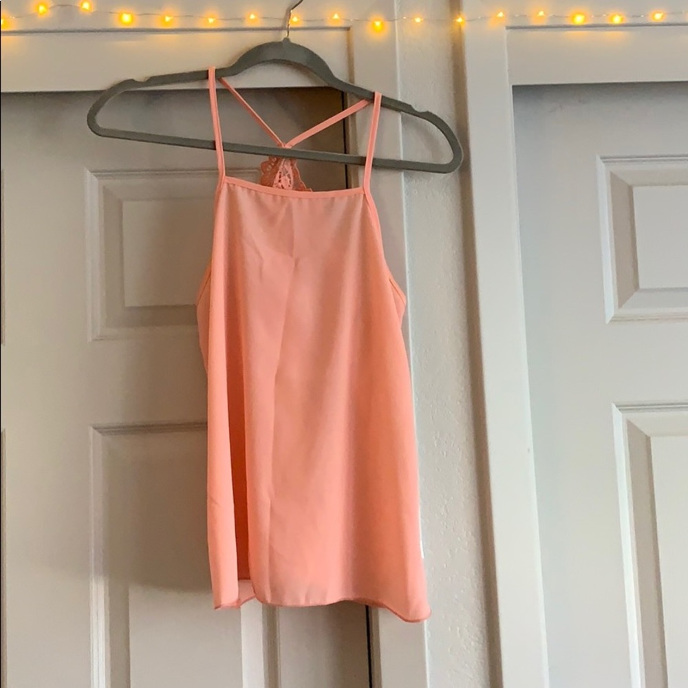 Pink tank top with detail on back